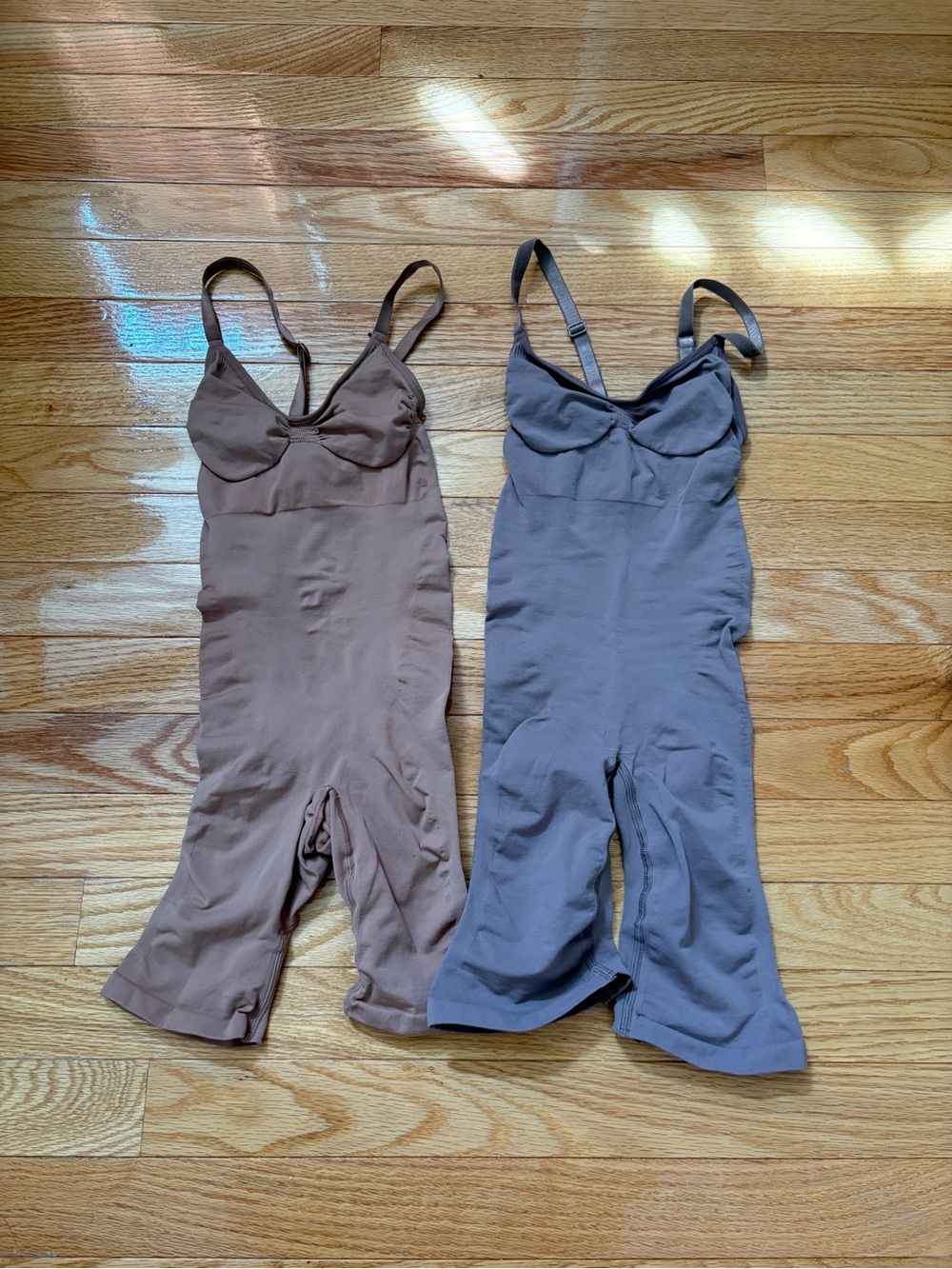 SkimsSeamless Shaping Romper - Taupe & Slate (Set of 2) with flaws